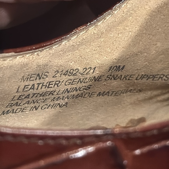 Stacy Adams genuine, snake skin, brown, cognac, leather lace up dress shoes 10 - Picture 7 of 16